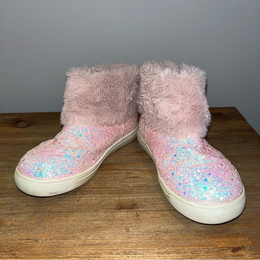 Sugar Kids Boots with Pink Glitter and Fur Size 10